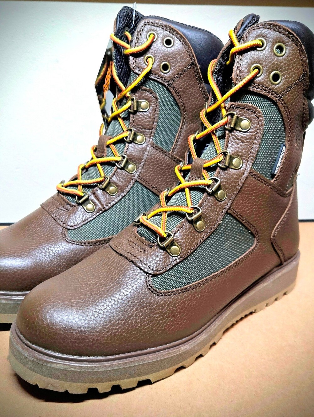 NEW $225 Asolo Mens 10.5 Welt High 8" Leather Waterproof Boots Brown/Green